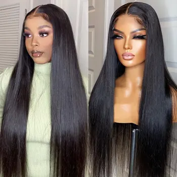 Bone Straight Human Hair Wigs Transparent Lace Closure Wigs 6x6 Lace Closure Wigs Pre Plucked Natural Hairline Wigs For Black Wo
