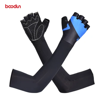 Boodun дишаща бърза суха UV защита Ръкави за колоездачно рамо Половин пръст Неплъзгащи се ръкавици Външни спортни нагреватели за ръце