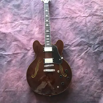 Brown 335 електрическа китара, двойни F-дупки, сребърни аксесоари, сърцевина от прасковен цвят, висока цена, бърза доставка