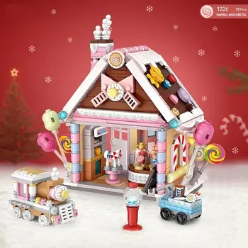 Candy House Building Blocks Creative City Street View Store Модел Детски пъзел играчки Сглобени тухли Детски новогодишни подаръци
