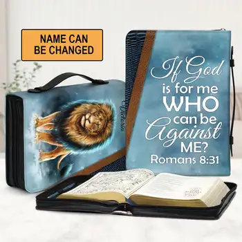 Christianart Bible Cover If God Is For Me Design Bible Bag Waterproof Bible Book Covers Multi Holder Practical Zipper Handbag