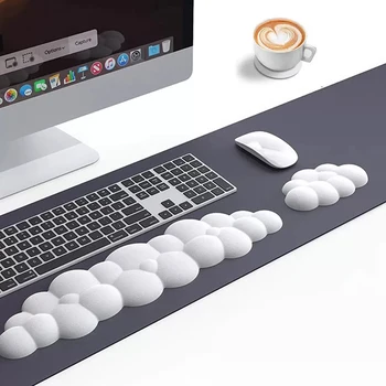 Cloud клавиатура китката почивка мека кожа мемори пяна възглавница за лесно писане ергономичен против хлъзгане компютър длан