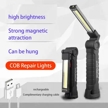 COB LED фенерче с вграден комплект батерии Многофункционална акумулаторна магнитна къмпинг ръчна лампа Сгъваема работна светлина