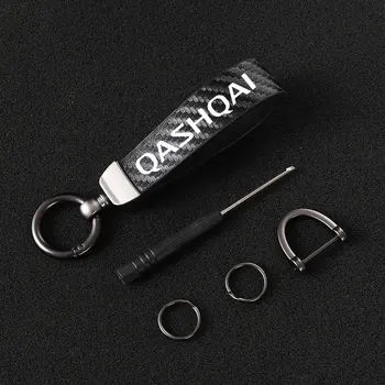 Color Carbon Fiber Keychain Car Styling Custom Rotating Horseshoe Key Ring For Nissan QASHQAI with logo car Аксесоари