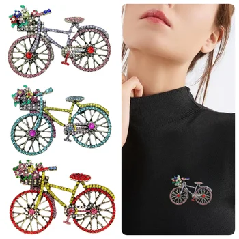 Colorful циркон творчески велосипед брошки момчета момичета модни значки жени облекло аксесоари чанти щифтове доставка на едро