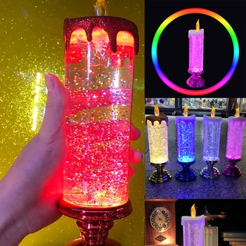 Crystal LED електронна свещ туристически сувенири кристални свещи 7-цветен градиент парти атмосфера за Коледа рожден ден сватба