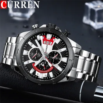 CURREN Man WristWatch Waterproof Chronograph Men Watch Military Top Brand Luxury Silver Stainless Steel Sport Male Clock 8401