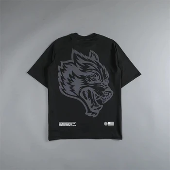 DARC SPORT Мъжко облекло Улична мъжка тениска 2023 Хип-хоп Случайни извънгабаритни тениски за мъже Назад Big Wolves Cool Print тениски