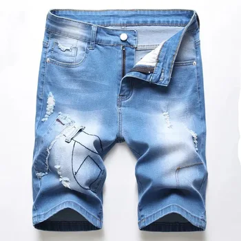Denim къси дънки дизайн Ruind мода стреч шорти случайни високо качество ежедневно нови модни панталони за мъже