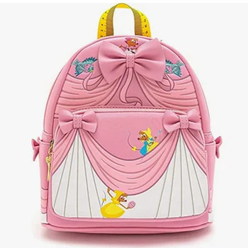 Disney Пепеляшка периферни Pu кожа шевове Дамски раница възпоменателна чанта за отдих пътуване мини детска ученическа чанта