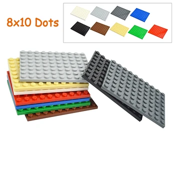DIY градивни блокове 8X10 точки тънки плочи фигури тухли образователна строителство творчески размер съвместими маркови играчки