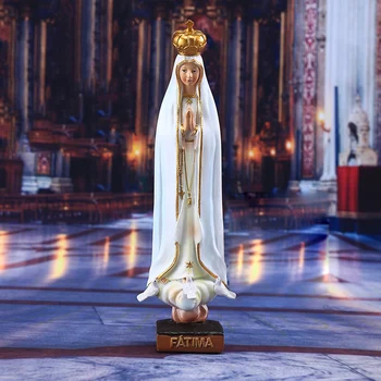 Diyalo смола Статуята на Дева Мария от Фатима Религиозна Дева Мария Фигурка Начало Молитва Олтар Декор Статуя Църква Тайнства Подаръци