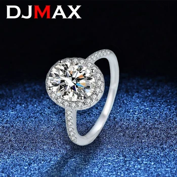 DJMAX S925 Стерлингово сребърно покритие Pt950 Платинена инкрустация 1/2CT Moissanite пръстен D цвят VVS1 Alien Diamond GRA Fine Jewelry