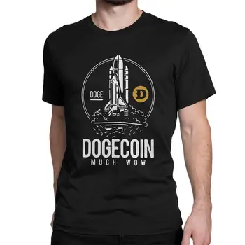 Dogecoin ракета до луната тениски за мъже Bitcoin новост 100% памук Tees Crewneck къс ръкав T риза подарък идея дрехи
