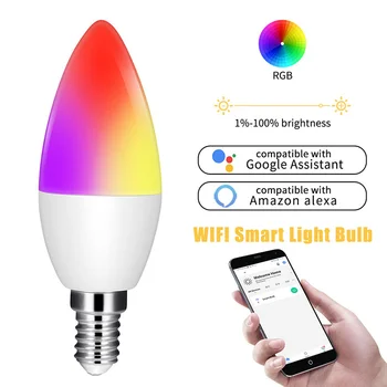 E14 RGB LED крушка свещ цвят вътрешен неонов знак крушки лента с контролер осветление димиране интелигентна лампа за дома декор