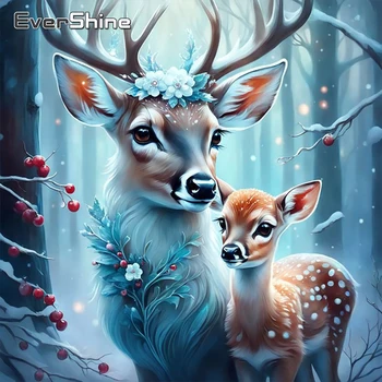 Evershine Diamond Painting Christmas Elk Picture Of Rhinestones Mosaic Winter Cross Stitch Embroidery Animal Handmade Gift