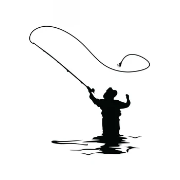Fun риболов кола стикер високо качество мода кола прозорец декорация личност Pvc водоустойчив Decal черно/бяло, 13 см * 11 см
