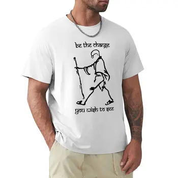 Gandhi Цитат – Бъдете промяната, която искате да видите Тениска животински принза момчета реколта дрехи мъжки графични тениски смешно