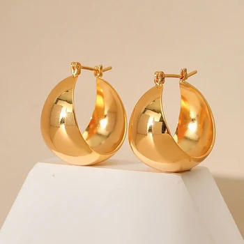 Gold покритие топка тенденция мода гладка реколта обеци луксозни бижута за жени изящни сватбено тържество подаръци уникален RG0200