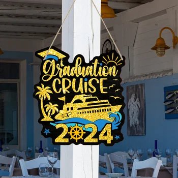 Grad Cruise Дървени знаци Абитуриентски капачки Изрезки за стена на вратата Табели Знаци 2024 Градски декорации