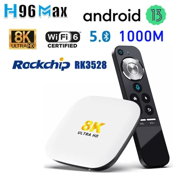 H96 MAX M2 Smart TV Box Android 13 RK3528 Четириядрена поддръжка 8K видео 4K HDR10+ Wifi6 BT 1000M Media Player Google Voice 4G 64G