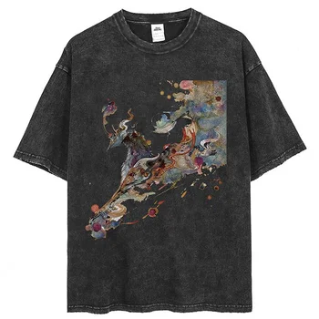 Hip Hop Streetwear Измита тениска Тениска с къс ръкав Мъжка графична тениска Унисекс хип-хоп върхове Harajuku тениска
