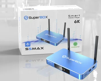 HOT Продажба Купи 2 Вземи 1 Безплатни SuperBox S5 Max Bundle 8K HDMI, 64GB карта / диск, WiFi разширител, клавиатура