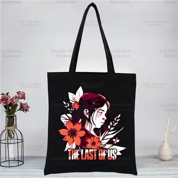 I Love Ellie Williams Casual Female Girl Tote Eco Shopper Shoulder Bags Print Canvas Tote Black Bags Harajuku
