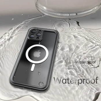 IP68 водоустойчив калъф за iPhone 15 14 Plus 13 Pro Max Удароустойчив капак на цялото тяло с протектор на екрана MagSafe безжично зареждане