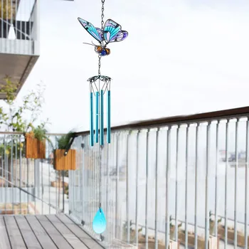 Iron Metal Glass 3d пеперуда вятърни камбанки занаяти занаяти правят свеж звук на открито вътрешни стрехи пеперуда вятърни камбанки