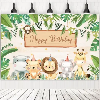Jungle Animals Backdrop Wild One Jungle Party Decoation Safari Birthday Decorations Baby Shower Boy Girl 1st Birthday Background