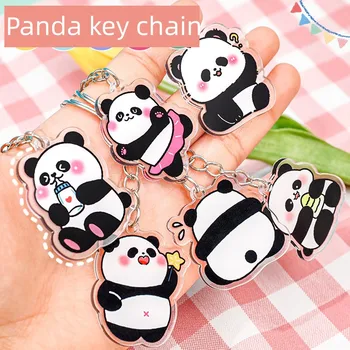 Kawaii картонена панда ключодържател чанта декорация Panda DIY декоративна висулка акрилни аксесоари малък подарък