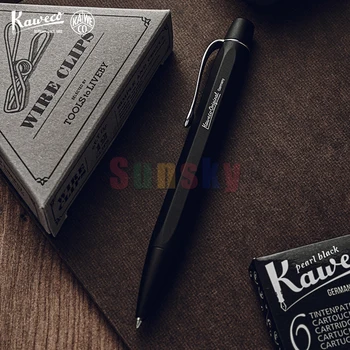 Kaweco Оригинална ролкова писалка, черно хромирано устойчиво на надраскване алуминиево тяло, матово черно покритие, подпис писалка 0.7mm