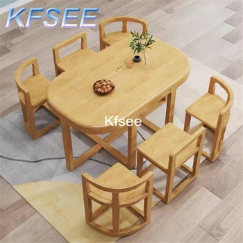 Kfsee 1 Комплект 130см дължина Смислена маса за хранене Комплект 6 стола