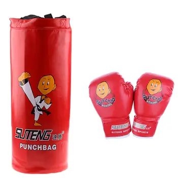 Kids Boys Girls Heavy Boxing Punch Bag Unfilled MMA Punching Training Gloves KickBoxing with Mesh Backpack and