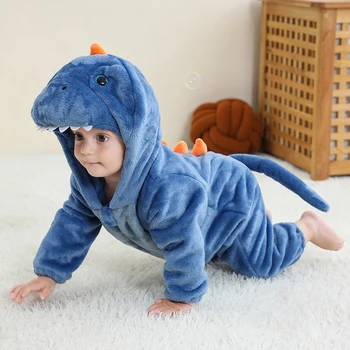 Kigurumi пижама за деца Хелоуин динозавър костюм зимни бебешки ританки дрехи сладък панда гащеризон топли гащеризони за деца