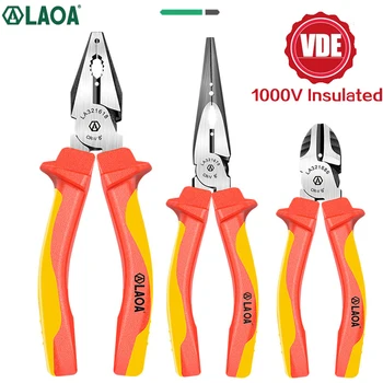 LAOA VDE иглени клещи за нос 8 инча 1000v изолирани трудоспестяващи дълги нос скоба тел нож