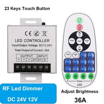  LED контролер 36A 23key Touch RF дистанционно управление PWM затъмняване 12V 24V яркост регулируем димер за SMD2835 Led лента