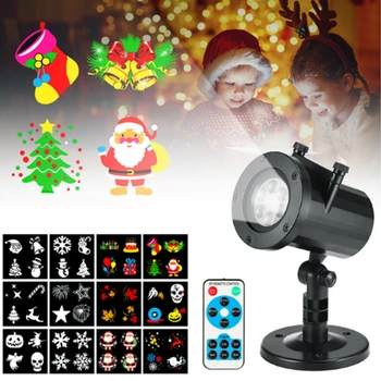 LED лазерна снежинка проектор Коледно парти светлини 4 * 3W сценични светлини въртящи се Коледа модел осветление открит градина декор