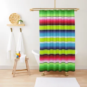 Lime Green мексикански серап одеяло ивици душ завеса душ комплект завеса