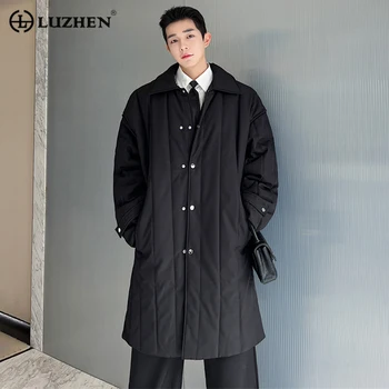 LUZHEN Зимен стилен термичен дълъг подплатен палто тренч мъже бизнес случайни мъжки модерен високо качество 2023 нови дрехи мъжки ac6cb8