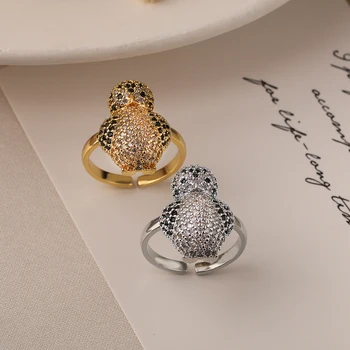 Mafisar Нов модерен деликатен злато/сребро циркон прекрасен пингвин геометрични регулируеми пръстен жени ежедневно парти бижута подарък на едро