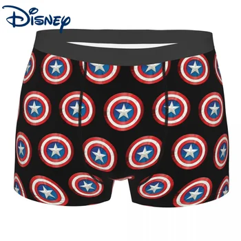 Men Marvel Avengers Captain America Shield Боксерки Шорти Гащи Mid Waist Бельо Disney Homme Секси Долни гащи