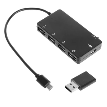 Micro USB OTG 4 порт хъб захранващ адаптер кабел поддържа OTG Hot Swap за Android / Windows система
