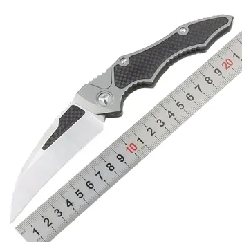 Mict Eskm Черен Python джобен нож D2 острие с едно действие алуминий + въглеродни влакна дръжка къмпинг лов EDC инструмент за оцеляване ножове