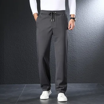 Minglu есен зима случайни мъжки панталони луксозен плътен цвят ластик бизнес случайни мъжки панталони плюс размер 6XL