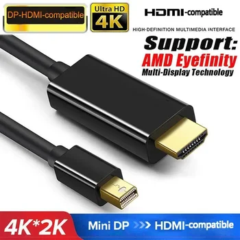 Mini DP към HDMI-съвместим кабел 4K 30Hz Mini DisplayPort към HD адаптер дисплей порт видео аудио за PC HDTV проектор лаптоп