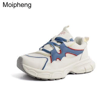 Moipheng Дамски маратонки Mesh дантела нагоре дишаща платформа обувки момичета случайни буци маратонка ходене спортни обувки Zapatillas Mujer