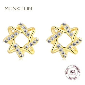Monkton Star of David Silver 925 Обеци за жени лъскава куха звезда Stud обеци за годежно сватбено парти бижута подарък