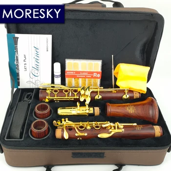 MORESKY Red Wood Професионален кларинет Rosewood Bb позлатени ключове Mopane Sib Klarnet
